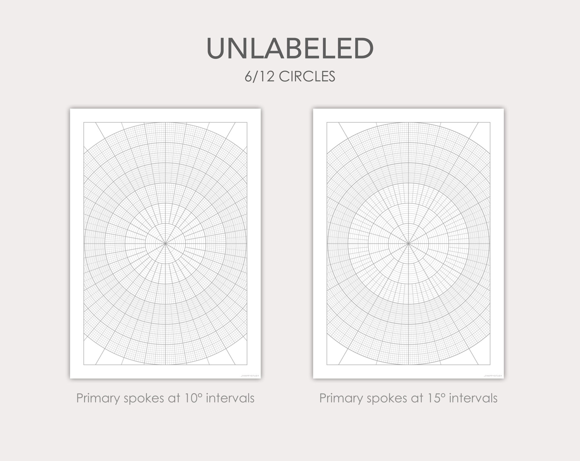 Polar Graph Paper Templates PDF Digital Printable Etsy