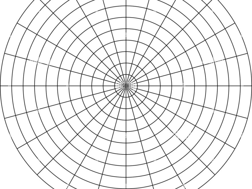Polar Grid Of 10 Concentric Circles And 15 Degrees Steps Blank Vector Polar Graph Paper Stock Vector Image Art Alamy