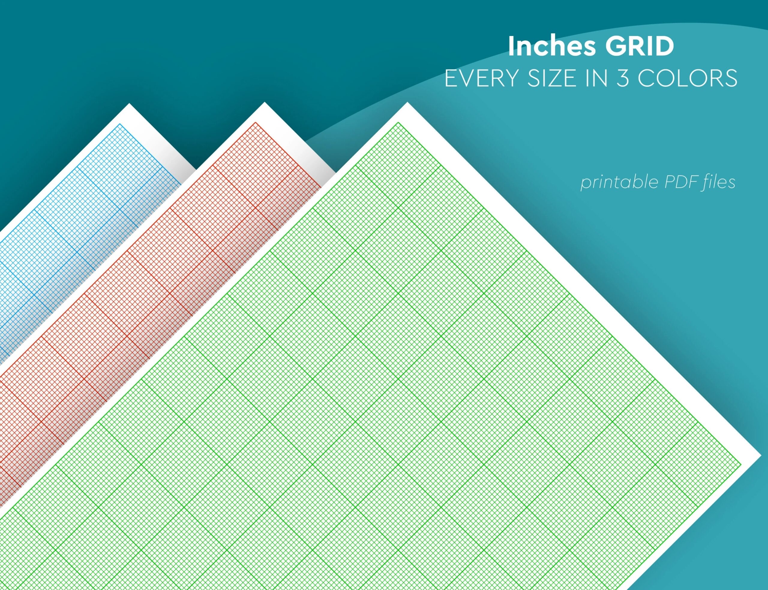 Printable 1 x 1 Grid GRAPH PAPER Inches Grid 3 Different Colors Pdf Bundle Etsy