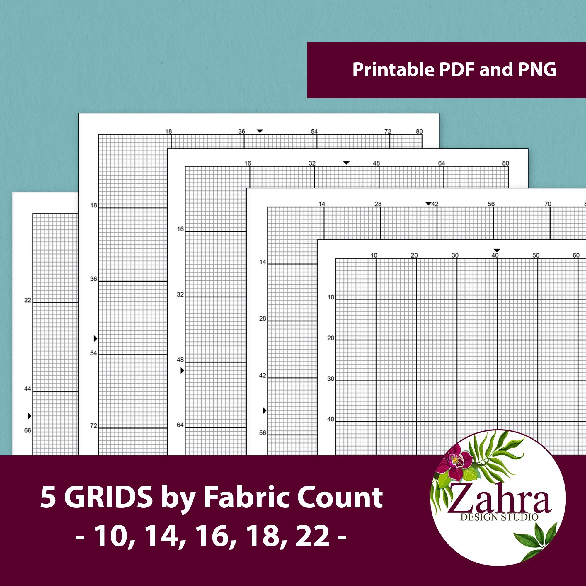 PRINTABLE Cross Stitch Graph Paper Letter a4 Format From 10 To 22 Count PDF Download Etsy