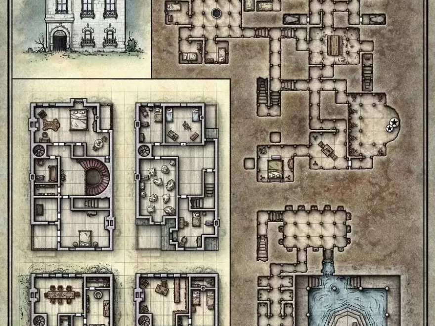 Printable Death House Maps Dungeon Masters Guild DriveThruRPG