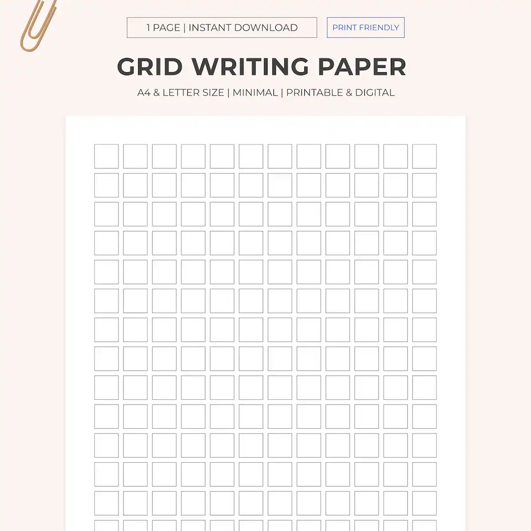 Printable Digital Grid Writing Paper Kong Ge Manuscript Paper Manuscript Essay Paper Chinese Writing Hanzi Practice A4 Letter Etsy