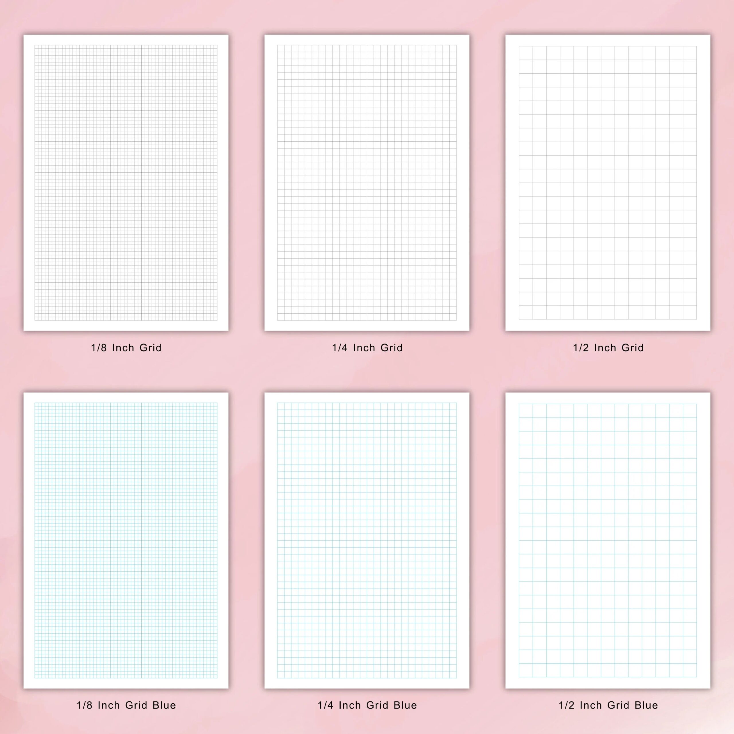 Printable Graph Paper Pack PDF Grid Paper Templates Bundle Of 6 A4 Letter Digital Planner Templates 1 8 Inch 1 4 Inch 1 2 Inch Grid Etsy