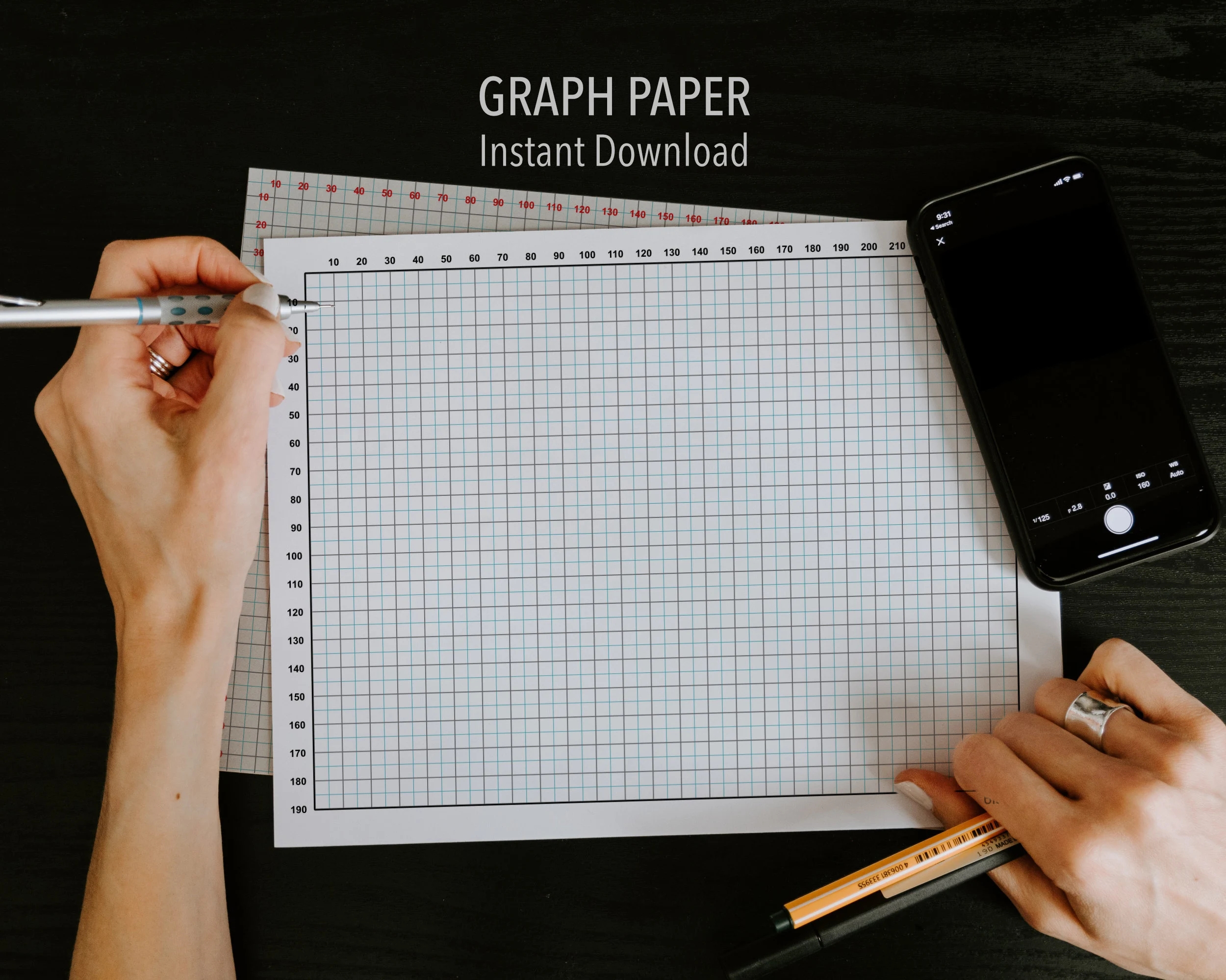 Printable Graph Paper PDF For Technical Drawing Metric Grid A4 A3 US Letter 5mm Squares Engineering Math Drafting Template Etsy