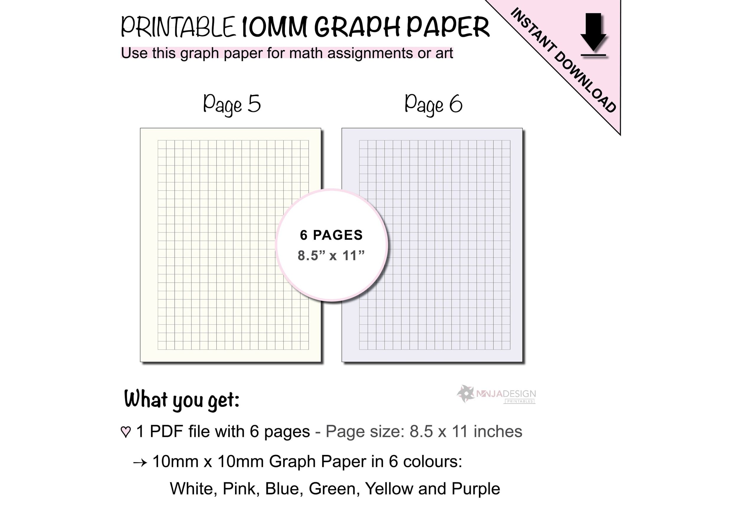 Printable Graph Paper With 10mm X 10mm Grid Spacing 1 4 Inch X 1 4 Inch Graph Paper 1cm X 1cm Grid Paper Etsy
