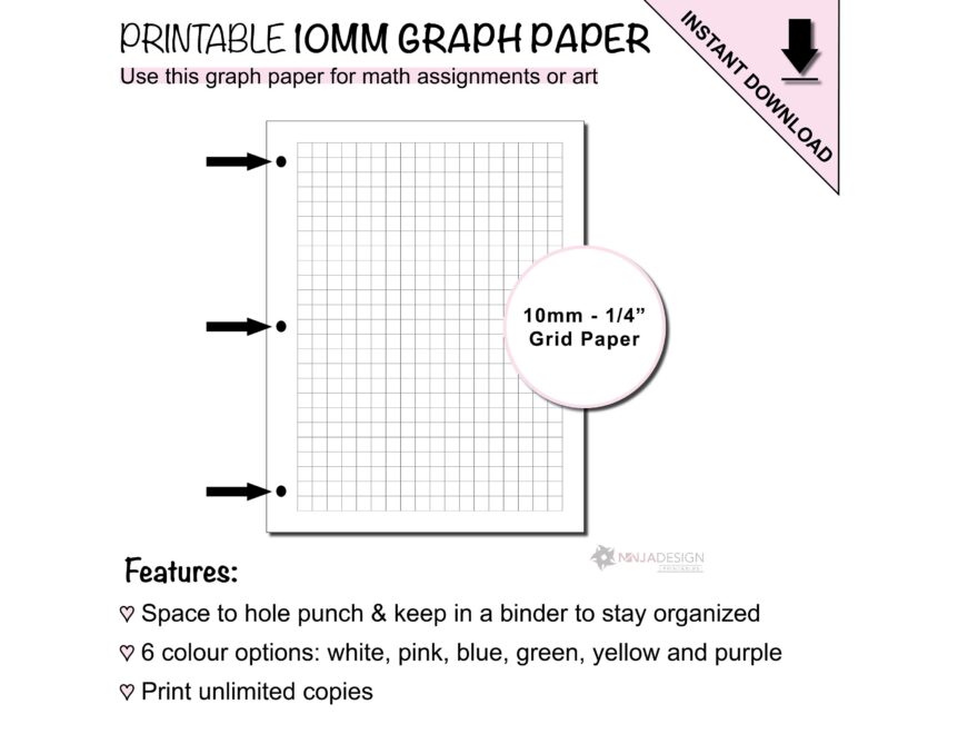 Printable Graph Paper With 10mm X 10mm Grid Spacing 1 4 Inch X 1 4 Inch Graph Paper 1cm X 1cm Grid Paper Etsy