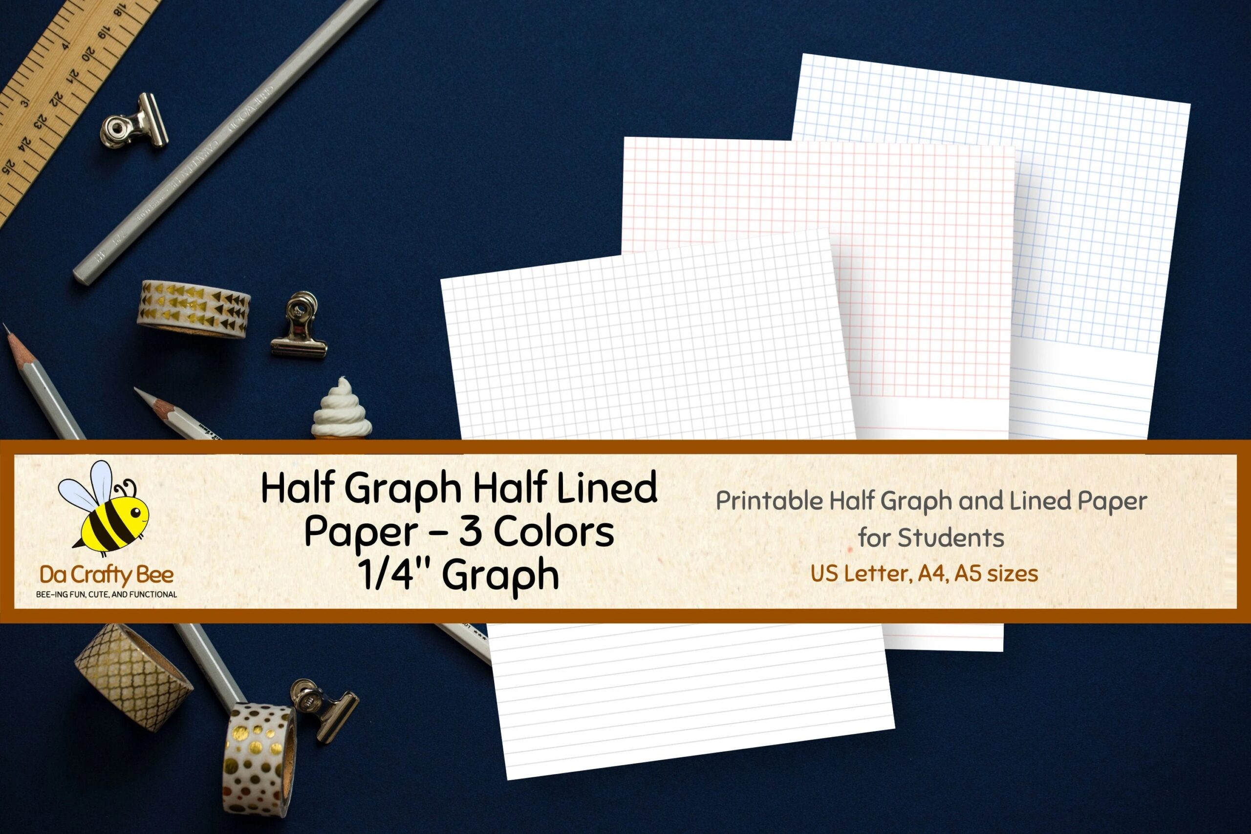 Half Lined Half Graph Printable Paper