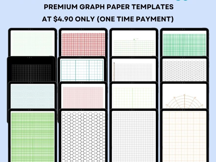 Printable High Quality Graph Paper Templates PDF Bundle