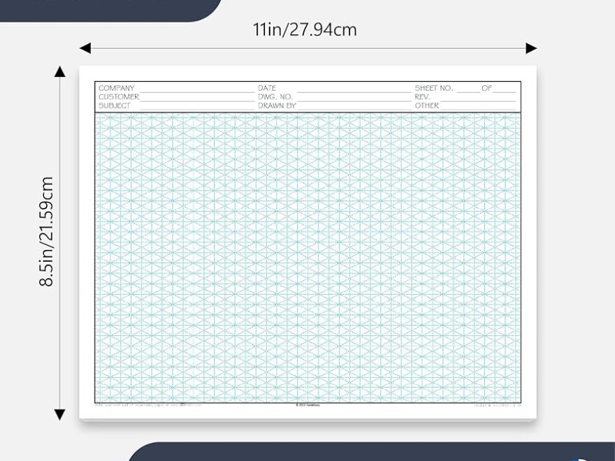 Printable PDF 50 Sheet 11x17 Isometric Graph Paper Pad Perfect For 3D Design Architecture Engineering Drafting 11x17 PDF