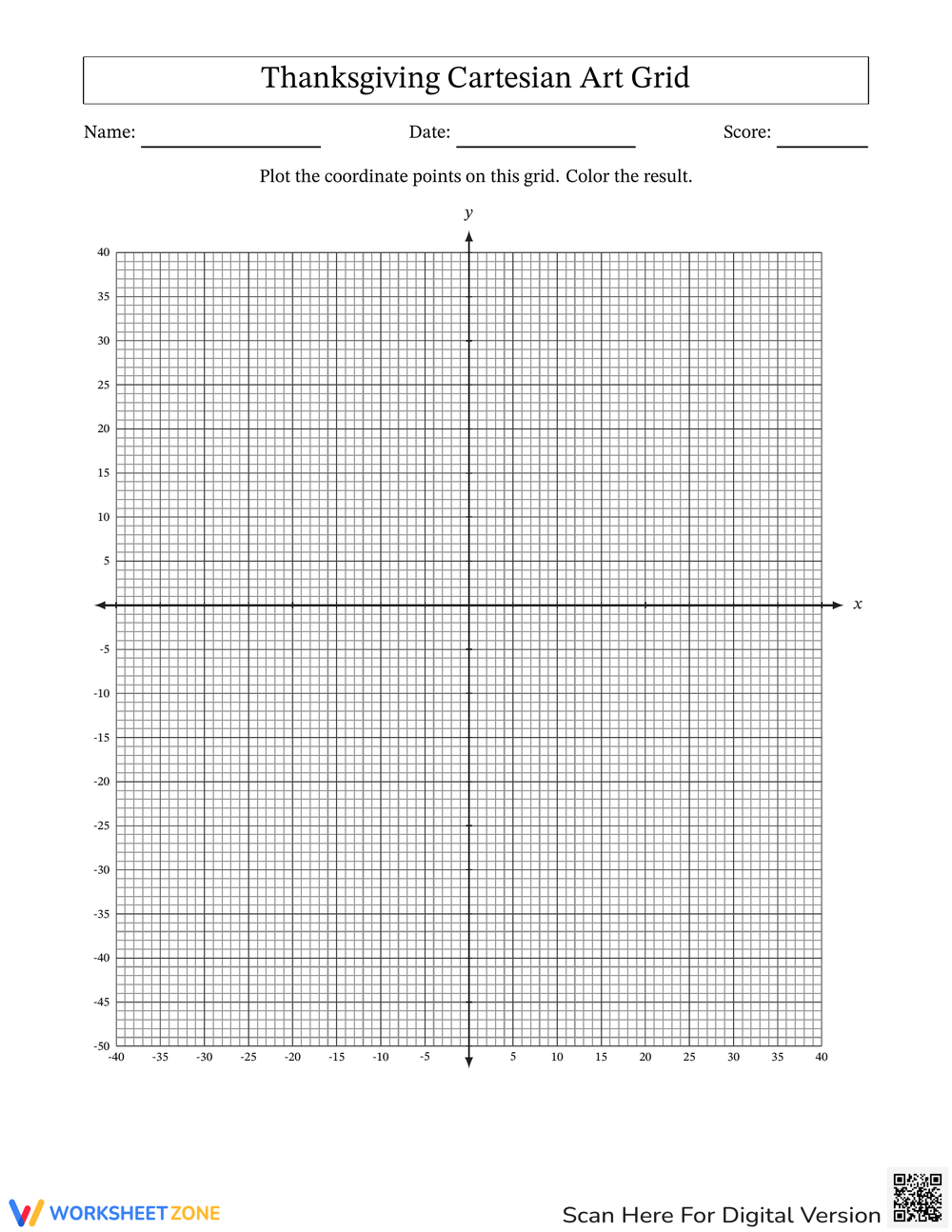 Printable Thanksgiving Plotting Point Worksheets Worksheets