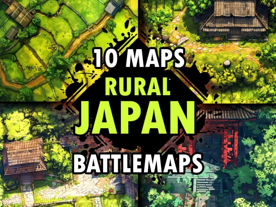 Rural Japanese Town Battle Maps DM Gift Samurai Campaign Prop Tabletop RPG Map Set Dungeon Master Tool Asian Countryside Fields Rpg Plan Etsy