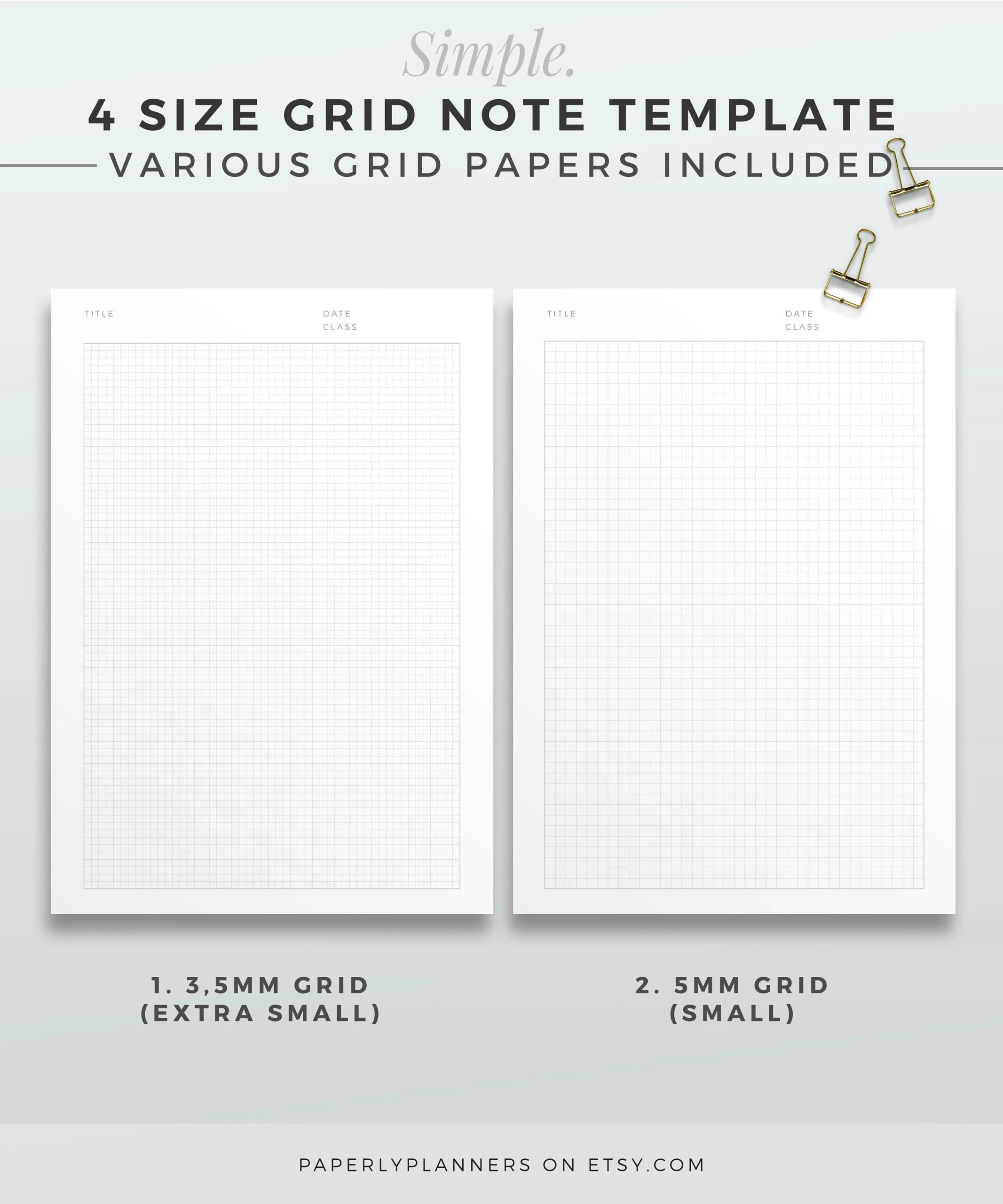 SIMPLE 4 size Grid Note Template A4 LETTER Printable Note Inserts Grid Notebook Study Note Template Grid Notebook Paper Refill Etsy