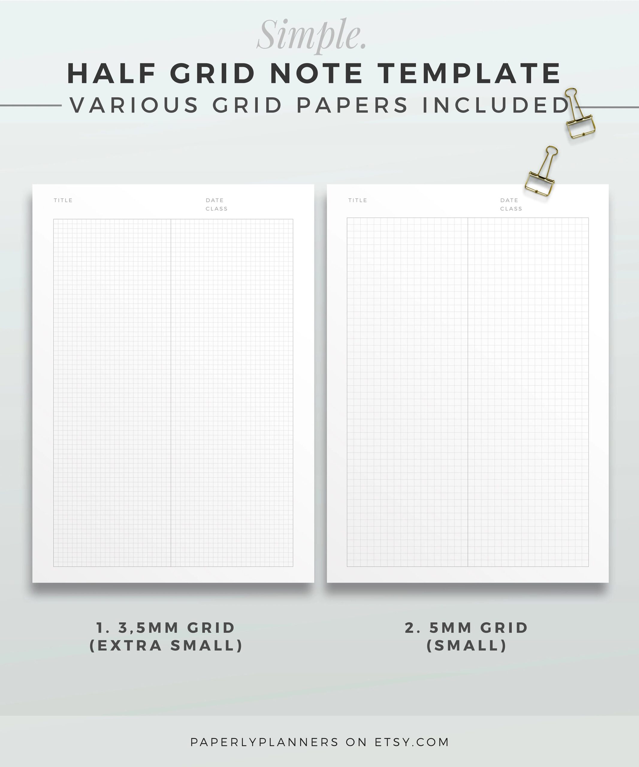 SIMPLE Half Grid Note Template A4 LETTER Printable Note Inserts Half Grid Notebook Study Note Template Grid Notebook Paper Refill Etsy