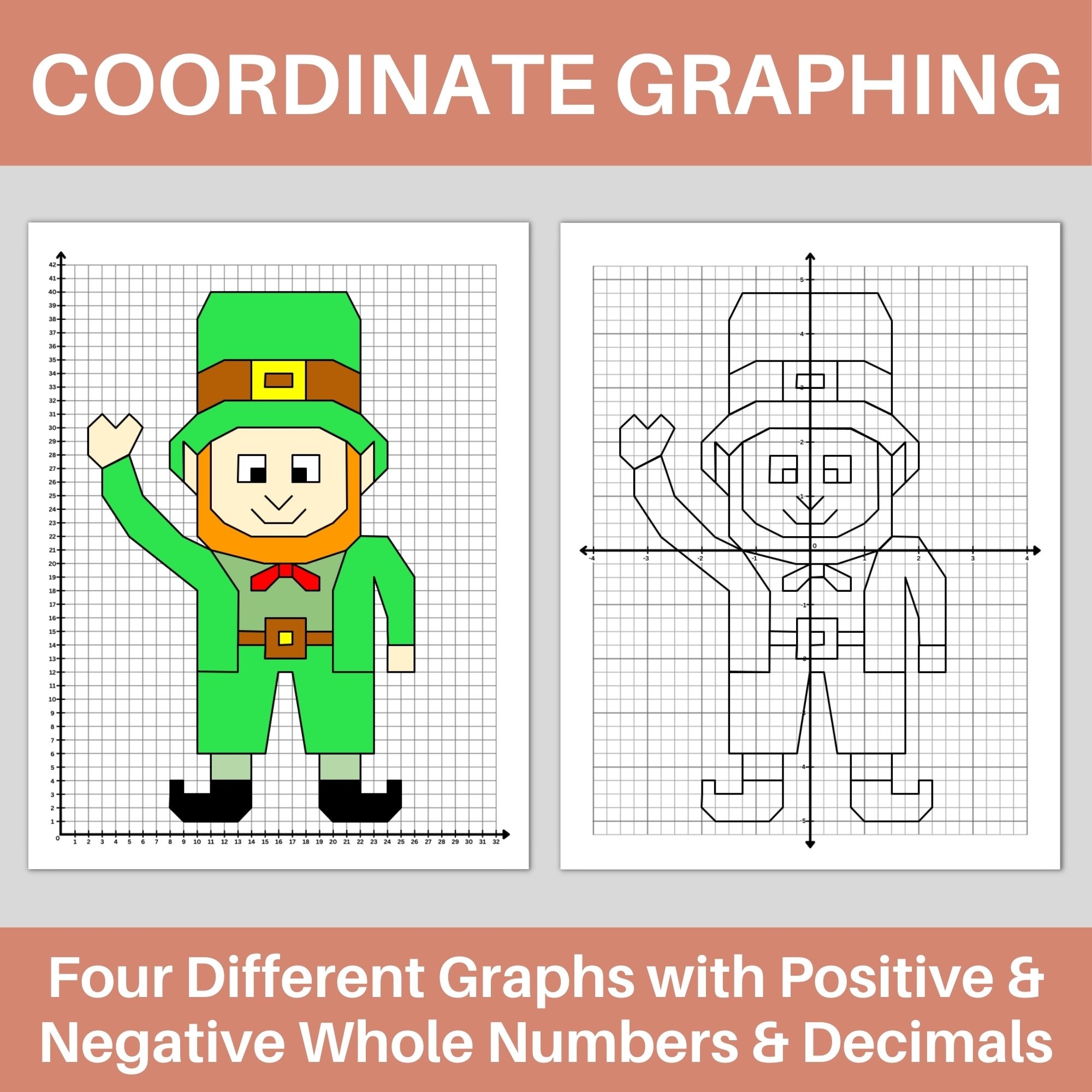 St Patricks Day Leprechaun Coordinate Graph Plane Mystery Picture Quadrant 1 4 Made By Teachers