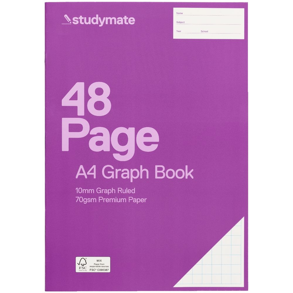 Studymate A4 70gsm 10mm Graph Book 48 Page Officeworks