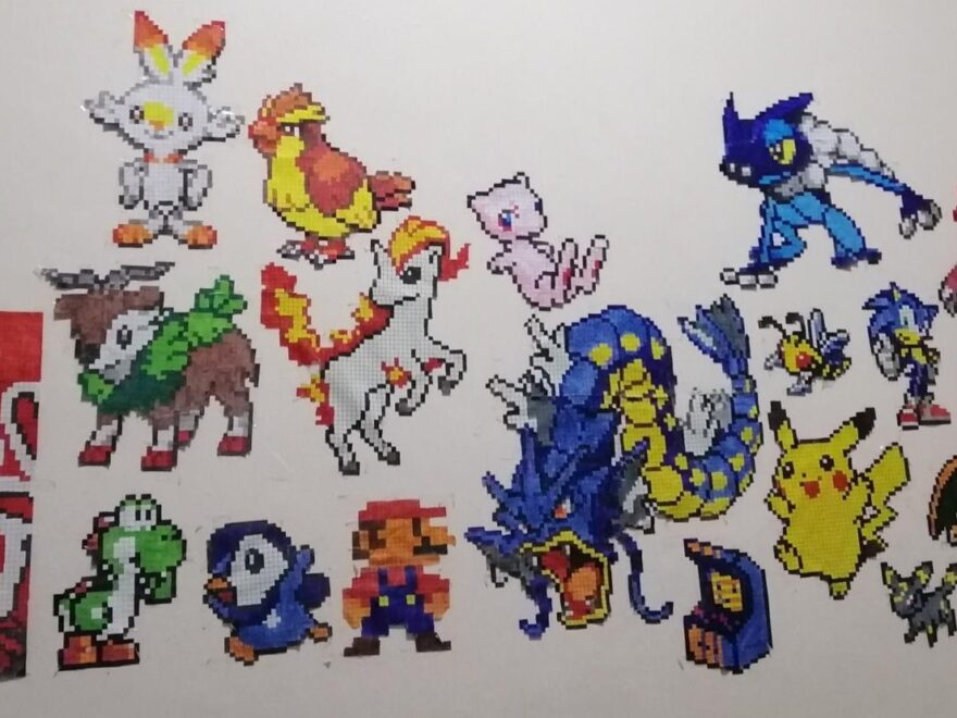This Is My Wall Of Graphing Paper Pixel Art Featuring Alot Of Pokemon A Few Mario Characters And Joker From Persona 5 All Of This Was Handmade And Colored With Markers Sorry