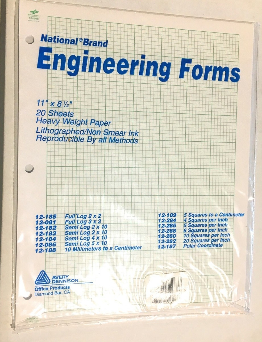 Vintage National Engineering Forms 12 288 8 Squares Per In Graph Paper Unopened EBay